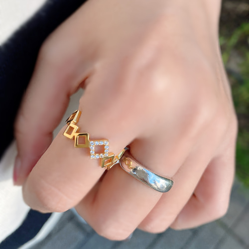 ◇スタイリッシュなひし形リングR2429 指輪・リング Ringo 通販