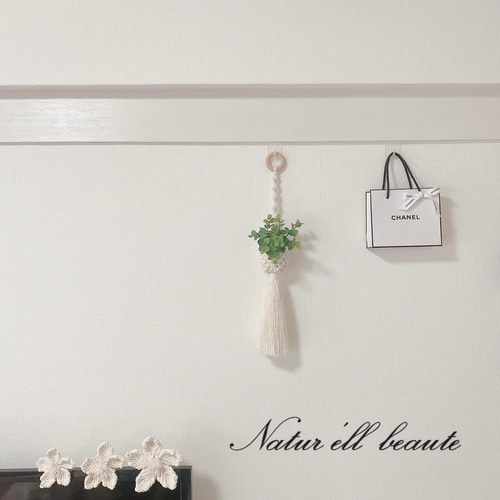 ハンギング プラントハンガー しずく 壁掛け収納 マクラメ 壁掛け