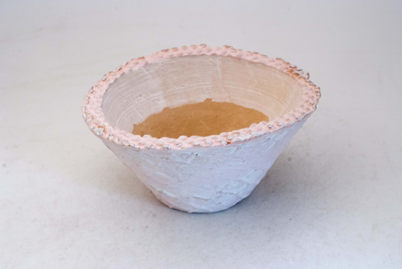 陶器製　#多肉植物 の欲しがる植木鉢 CCc-曲-ピンク 5072 1枚目の画像
