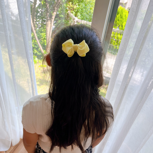 再販11回】白ステッチ入りネイビーリボン ヘアゴム こども 通学