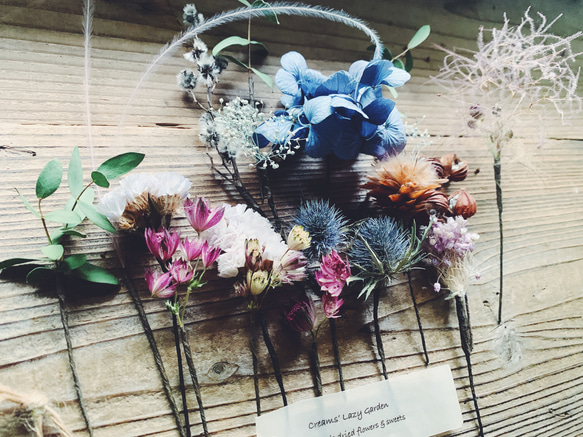 62 Dreird flowers head dress /ヘッドドレス　アメジストブルー 1枚目の画像