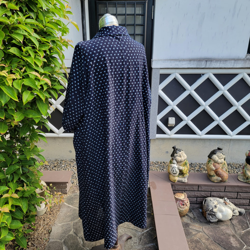 着物リメイク 古布 手作り 雪ん子絣 パッチ ワンピース