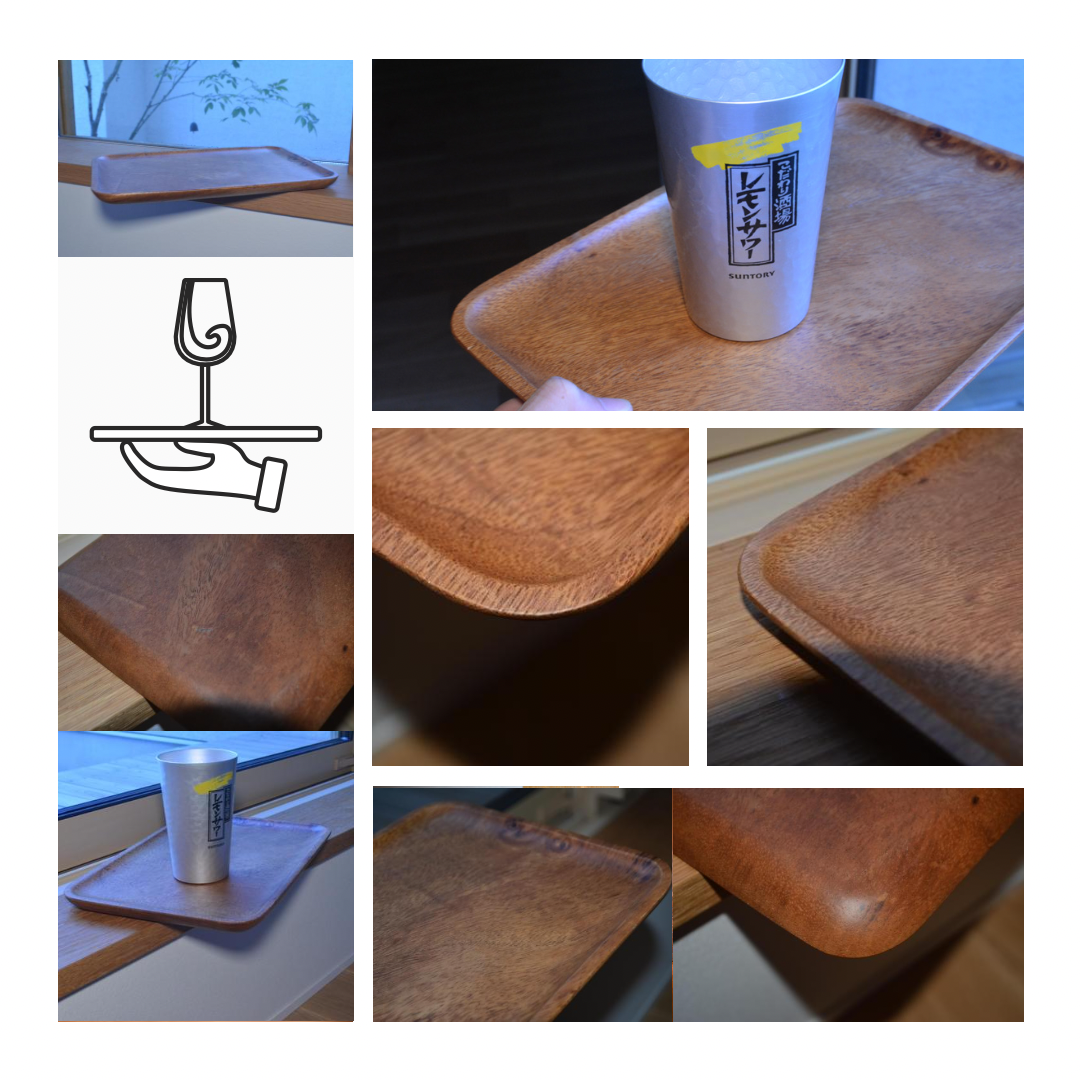 受注生産 職人手作り お盆 木製トレー カフェトレイ 無垢材 インテリア 家具 おうち時間 木製雑貨 ギフト 木工 LR