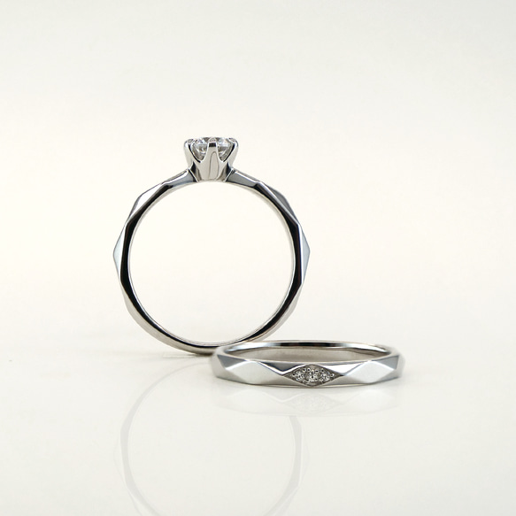 ◇受注制作◇結婚指輪 マリッジリング ペアリング ダイヤモンド モアサナイト モアッサナイト シリーズ001 2枚目の画像
