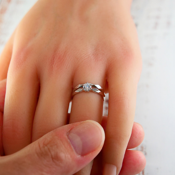 ◇受注制作◇結婚指輪 マリッジリング ペアリング ダイヤモンド モアサナイト モアッサナイト シリーズ001 4枚目の画像