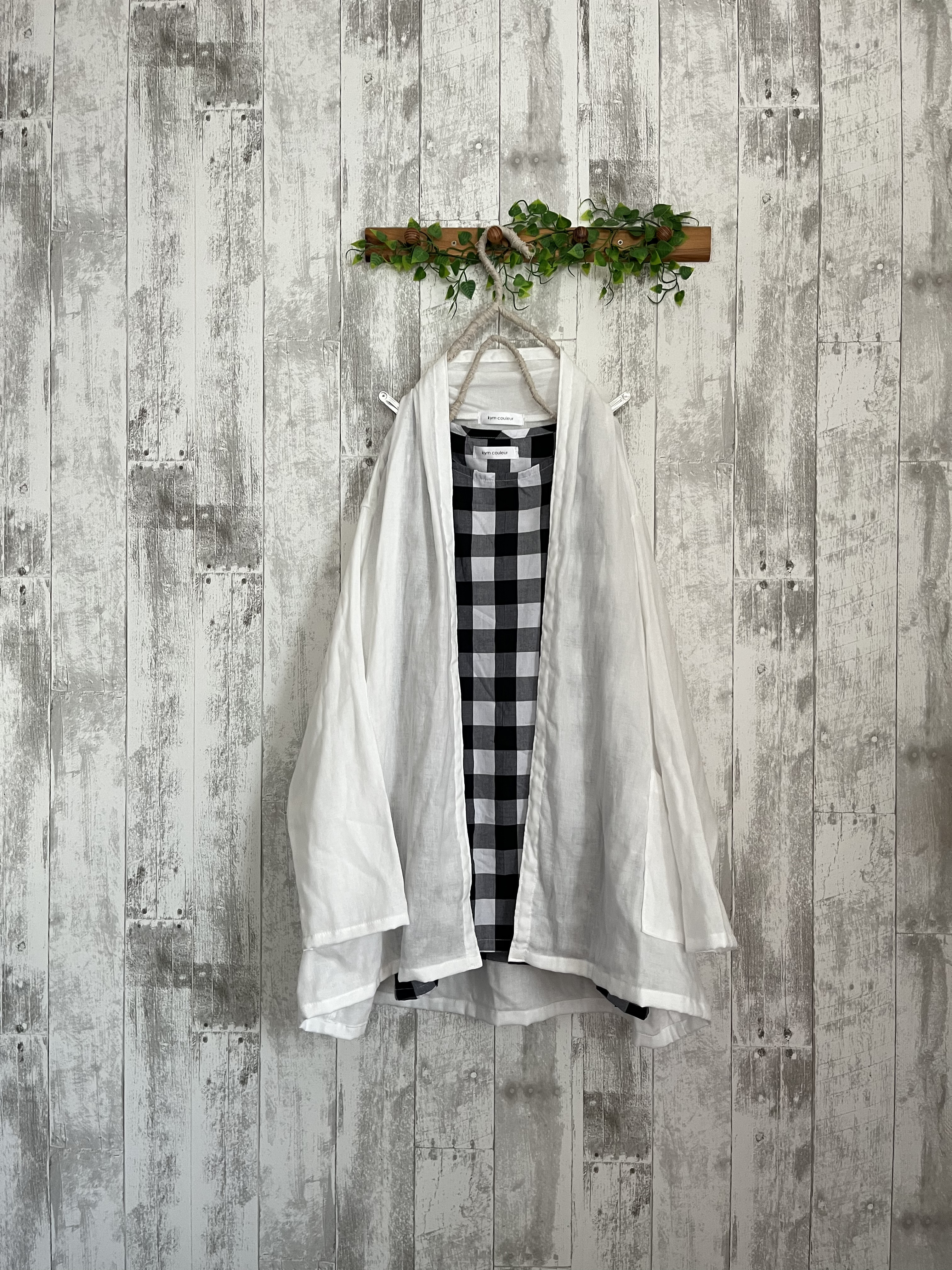 春夏秋ふんわりオフホワイトダブルガーゼ長袖ローブカーディガン