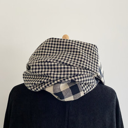 日本製造 100%棉 格紋圍巾 單調 第4張的照片
