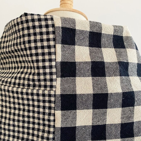 日本製造 100%棉 格紋圍巾 單調 第8張的照片