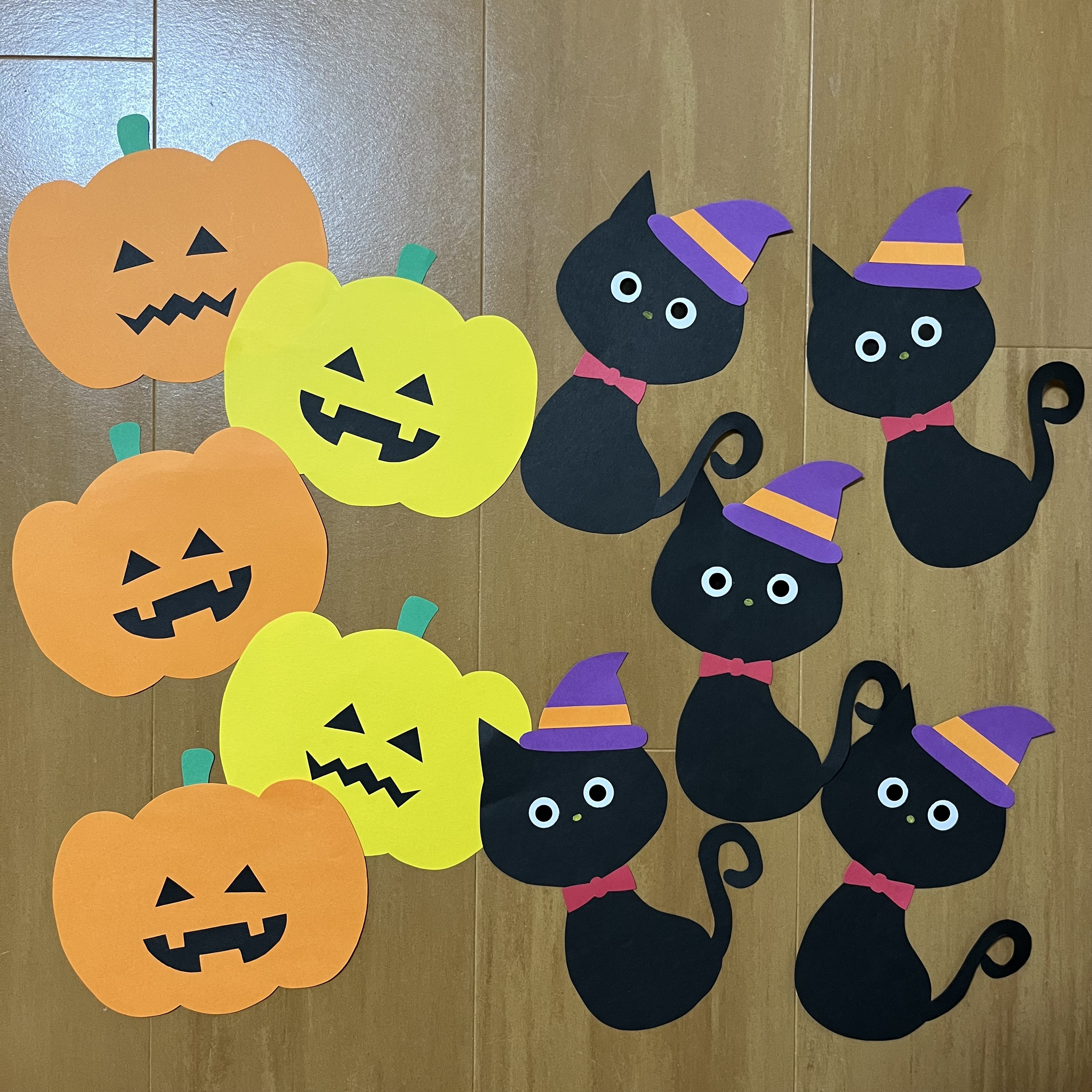 かぼちゃと黒猫 ハロウィン 壁面製作 ガーランド はる 通販