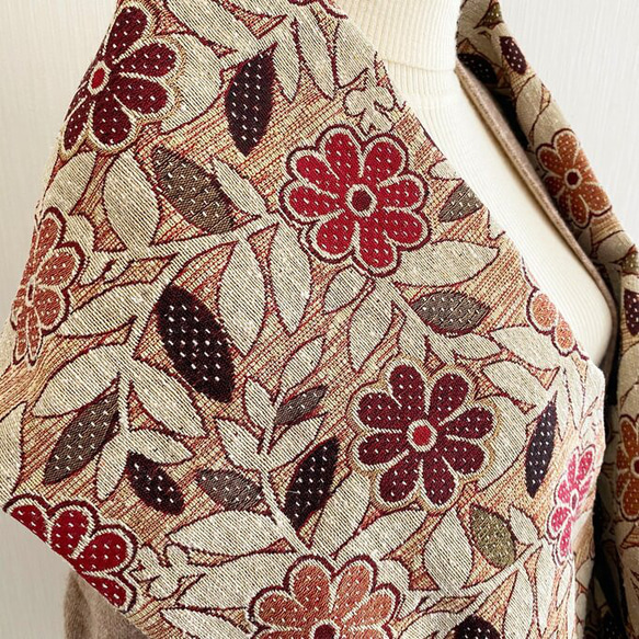 花柄ゴブラン織のスヌード　ロングタイプ　秋冬 7枚目の画像