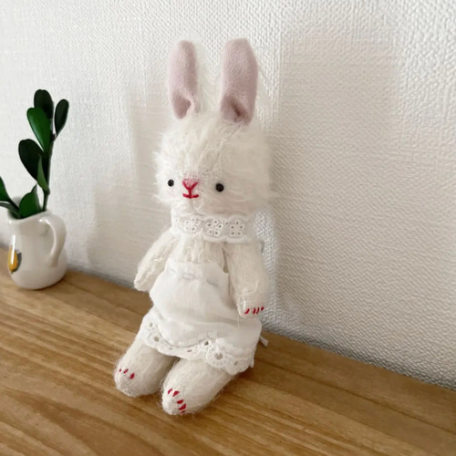 うさぎ　アートドール　テディベア　モヘア e0631ee45999c3127afe17e55e4a56