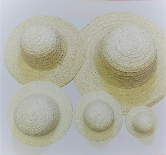 [自然素材エコクラフト　ミニ帽子」　麦わら帽子　　サラシ（オフ）　外径300mm 2枚目の画像