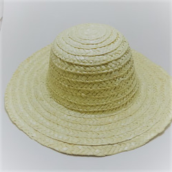 [自然素材エコクラフト　ミニ帽子」　麦わら帽子　　サラシ（オフ）　外径300mm 1枚目の画像