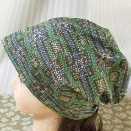 難隠し帽子 31*64 綿 琉球 紅型 意匠 キャップ 室内帽子コットン 白髪