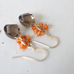 14KGF carnelian　smoky quartz pierce [kgf5056] 4枚目の画像