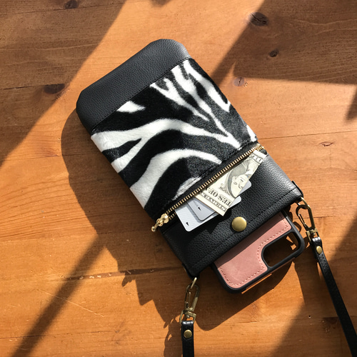 スマホポシェット（ミモザの模様） 75ced77dd6f85b3ca649506b3ffa7b