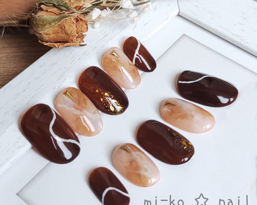 ブラウンニュアンス ネイルチップ（つけ爪） mi-ko☆nail 通販