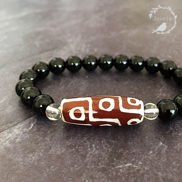 【宿願成就】九眼天珠×水晶×オニキス ブレスレット