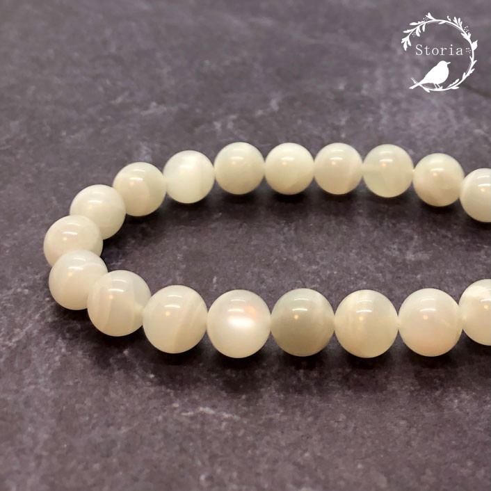 【幸福を呼び込む石】タンザニア産ムーンストーン 8mm玉 ブレスレット