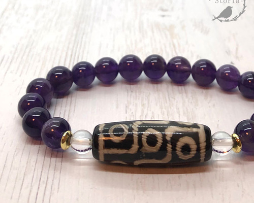 天然石と貝のビーズブレスレット天珠で作りました。 天然石と貝のビーズブレスレット天珠で作りました。 成功への導き】