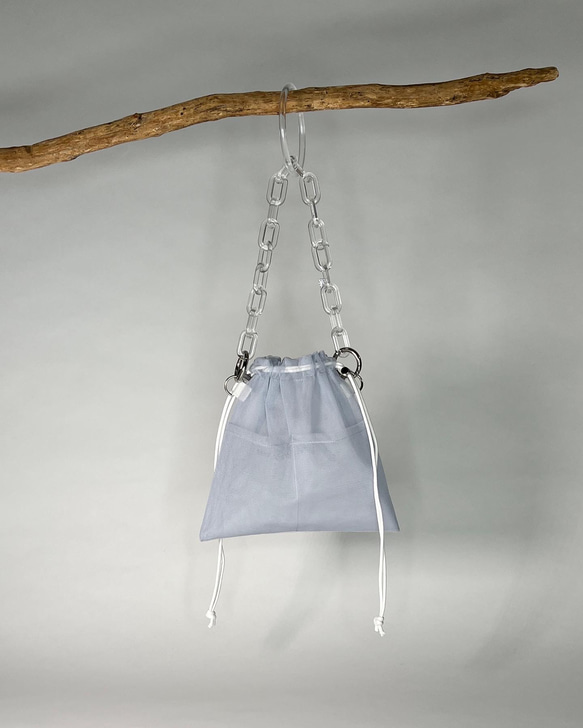 wiLc TULLE KINCHAKU Bag (sax blue)　※チェーン別売り 2枚目の画像