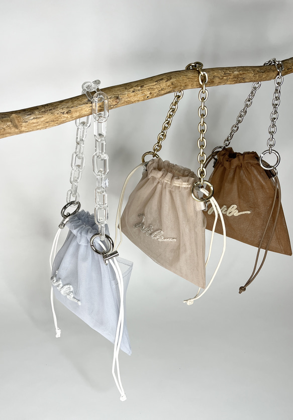 wiLc TULLE KINCHAKU Bag (sax blue)　※チェーン別売り 9枚目の画像