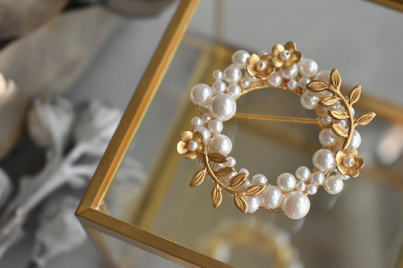 黃銅零件 x 珍珠胸針 #1 第3張的照片