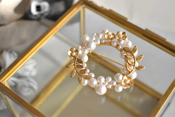 黃銅零件 x 珍珠胸針 #1 第1張的照片