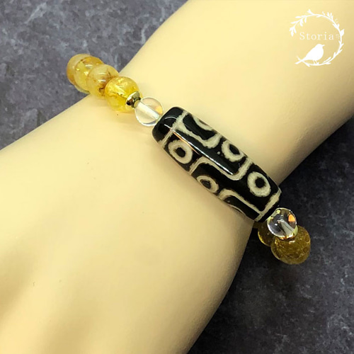 富貴の象徴】九眼天珠×天然シトリン 8mm玉 ブレスレット