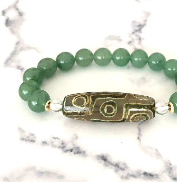 貴重★限定１本★巨万の富・繁栄に★九眼天珠翡翠・緑檀ブレスレット 限定1本☆デザインブレス】巨万の富・繁栄に☆九眼天珠翡翠・緑
