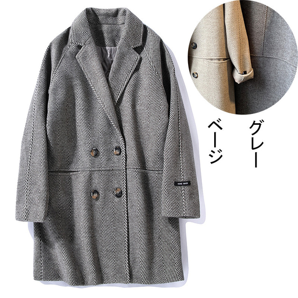 ツイードコート　コート　中綿コート　暖かい　グレー　S&M&L&XL #L099GY 14枚目の画像
