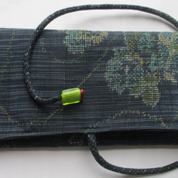 ６６１０　紬の着物で作った和風財布・ポーチ　#送料無料 3枚目の画像