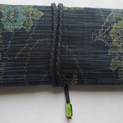 ６６１０　紬の着物で作った和風財布・ポーチ　#送料無料 2枚目の画像