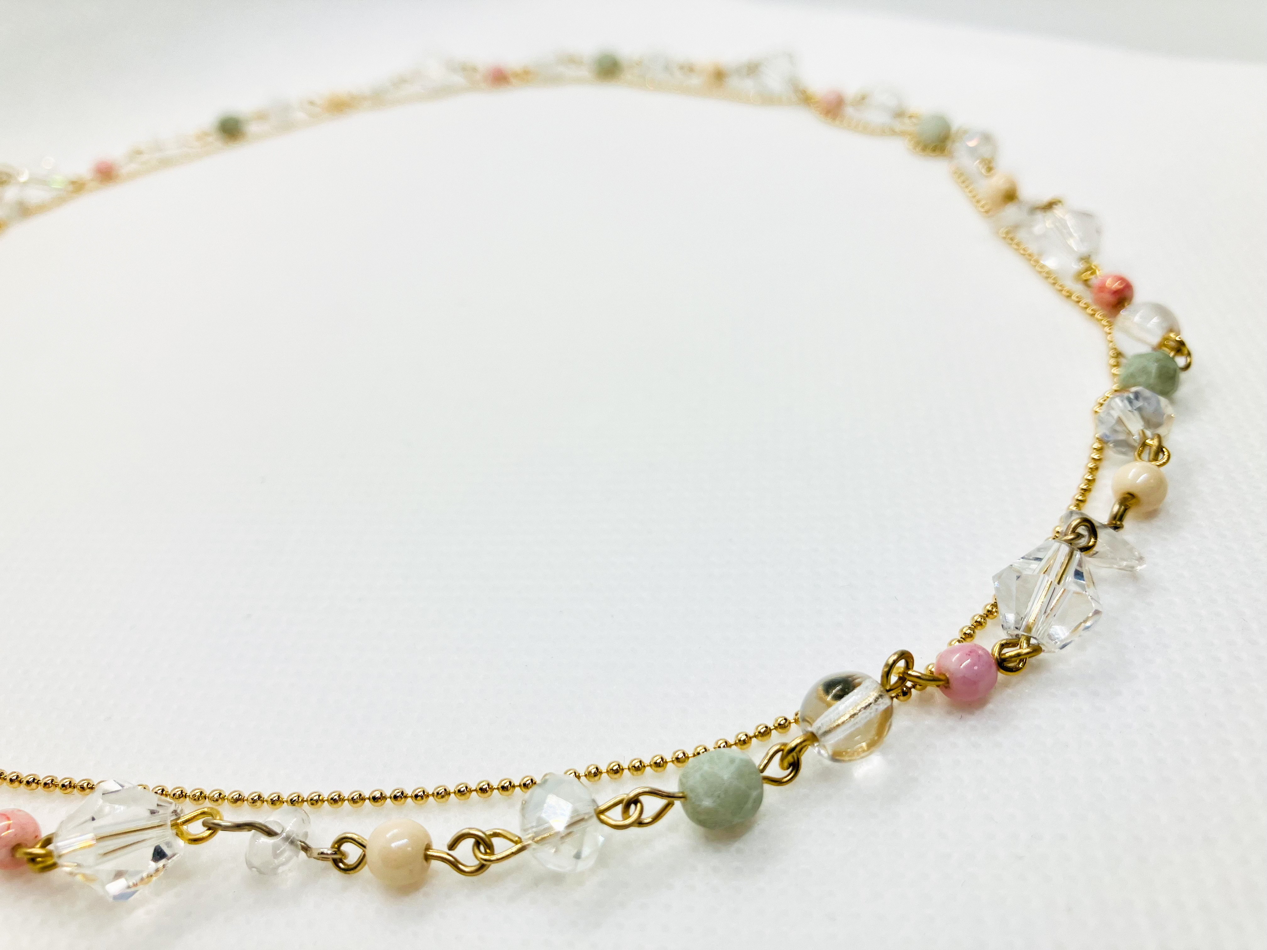 シンプルビーズネックレス - 春の華やかさ