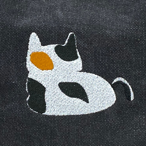 【送料無料】お餅猫の刺繍  2way仕様 キャンバスコットンキャリーオン帆布ショルダーバッグ 5枚目の画像