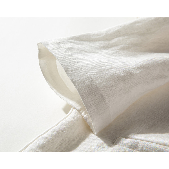 リネンジャケット テーラード　スーツ ブレザージャケット100%リネン中厚　ホワイト　S&M&L # L100WH 6枚目の画像