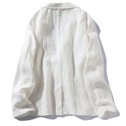 リネンジャケット テーラード　スーツ ブレザージャケット100%リネン中厚　ホワイト　S&M&L # L100WH 2枚目の画像