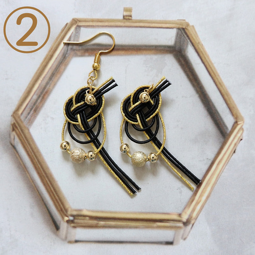 雅 水引 あわじ結びのピアス イヤリング 和モダン ピアス（フック