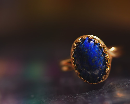 ラピスラズリ　オーバル　リング ☆星空☆ラピスラズリ オーバル 10＊8mm シルバーリング(送料無料)H