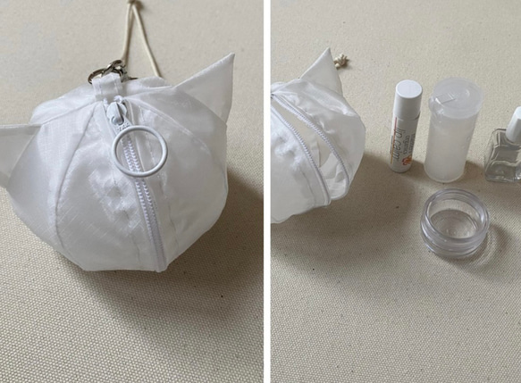 【新色ツートンネコ】ネコ型紙風船ポーチ　コーデュラナイロン 10枚目の画像