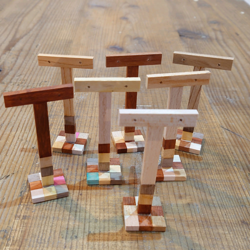 8月末マデ！！木工作家　フジタマリ アクセサリースタンド＆寄木細工ブレスレット 8月末マデ！！木工作家 フジタマリ アクセサリースタンド＆寄木