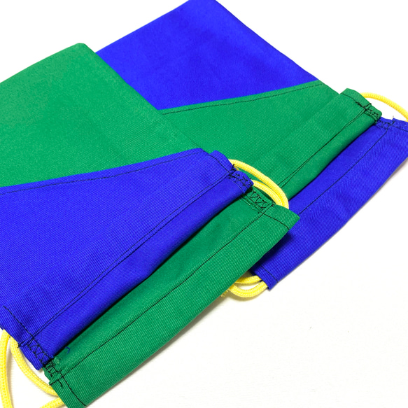 2枚セット　給食袋　コップ袋　巾着袋　シンプル　男の子　ハンドメイド　グリーン　ブルー 4枚目の画像