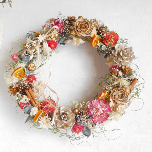Eleanor- 秋冬ドライフラワーリース 秋冬 クリスマス リース