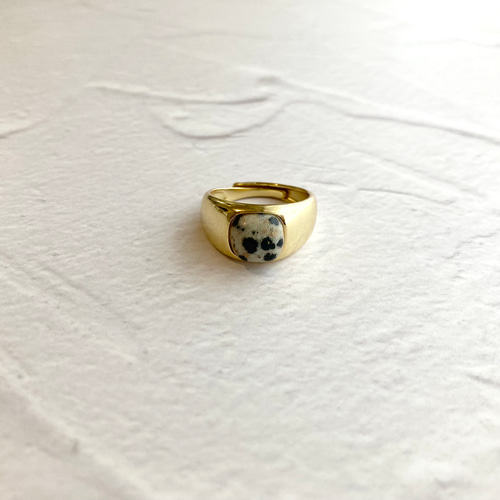 【最終価格】MAIDEN ダルメシアンジャスパー シルバー リング silver/gold ダルメシアンジャスパーのスクエアリング -jasper