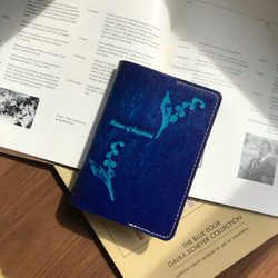 花言葉・幸せの再来（すずらん）深海ブルー A6 B6 A5 B5 A4 革 家計簿