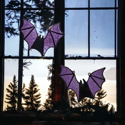 コウモリ　ハロウィン雑貨　ウィンドウハンギング　紫色　サンキャッチャー　ステンドグラス雑貨　インテリア　送料無料　 11枚目の画像