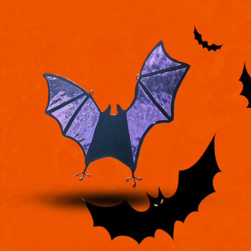 コウモリ ハロウィン雑貨 ウィンドウハンギング 紫色 サン