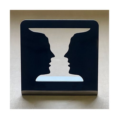 受注生産品 ルビンの壺の抜け殻 オブジェ ステンレス 鏡面仕上げ 絵画