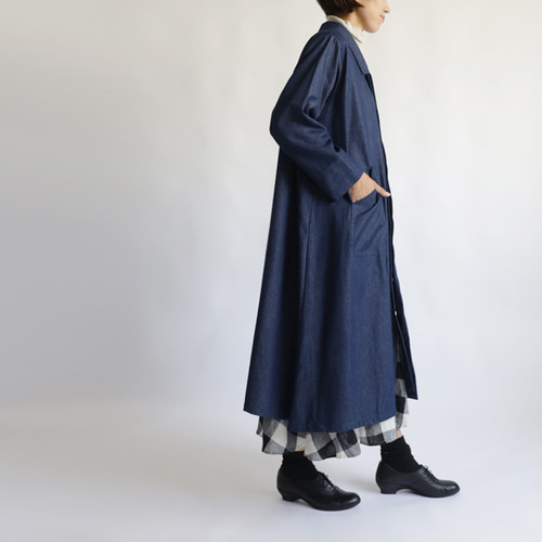 ラスト② SALE「丸襟 大きな丸ポケットAライン ロングコート