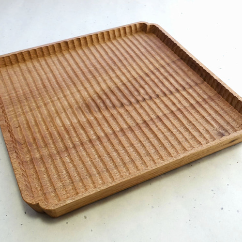 入隅 我谷盆 胡桃 26×26×2.5 cm ナチュラル お盆 トレイ 木地盆